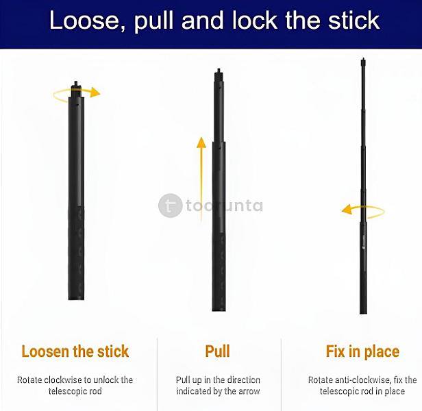 111cm Invisible Handlebar Selfie Stick Monopod for GoPro Max Hero 9 Insta360