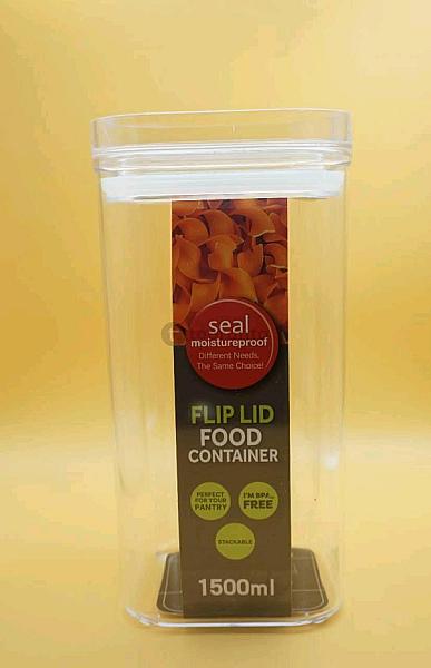Fresh Box | Square Flip Lid Food Container Moistureproof | Stackable | Bpa-free | 1500ml