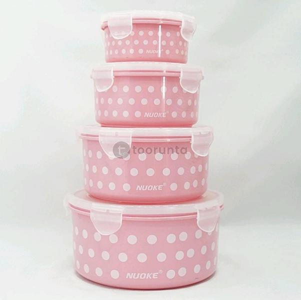 4 Pieces Storage Box Dotted Round (Fresh Box-2838)