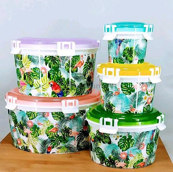 5 Pieces Storage Box (Fresh Box-nk-1803) Round Clip Lock