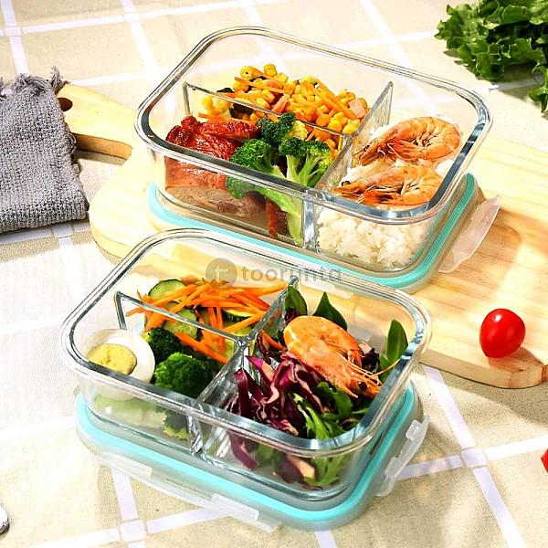 Oven Glass Container Rectangular W/divider 1000ml