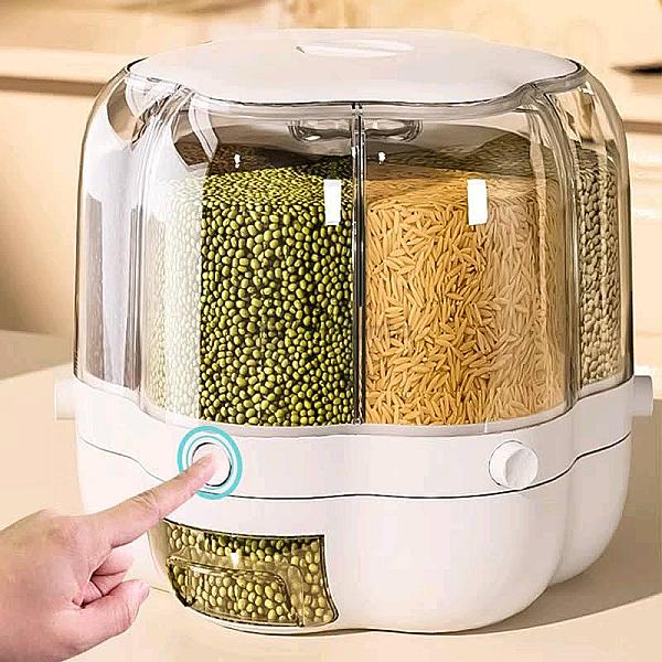 360° Rotating Food Dispenser – Moisture-resistant Grain Storage With Lid (Small) | 23 X 23 Cm | 8 Kg
