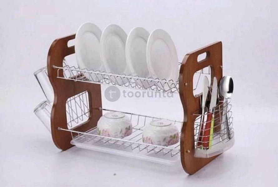 Plate Rack 2 Layer Wood Panel T037