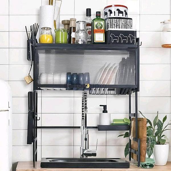 Racksense / Over The Sink Dish Drying Rack, Dish Drainer For Kitchen Counter With Multiple Baskets | 2 Tier | Black I Single Sink
