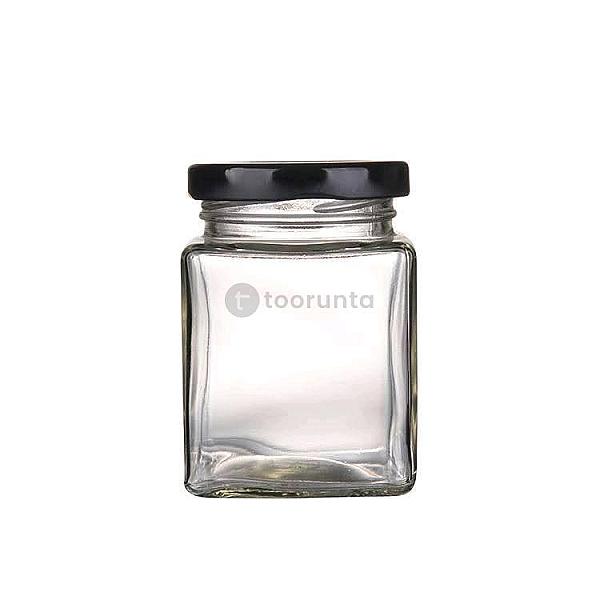 Clear Glass Jar With Metal Tin Cap | Square | 280ml