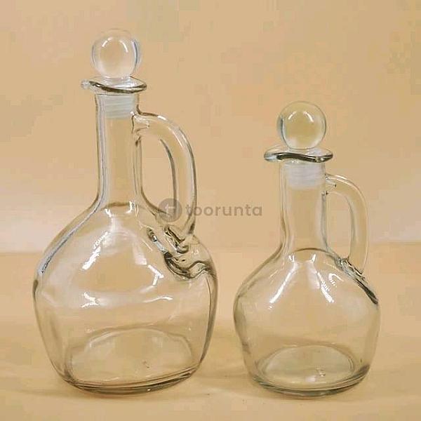 Glass Oil Vinegar Condiment Bottle With Handle & Stopper 350 Ml