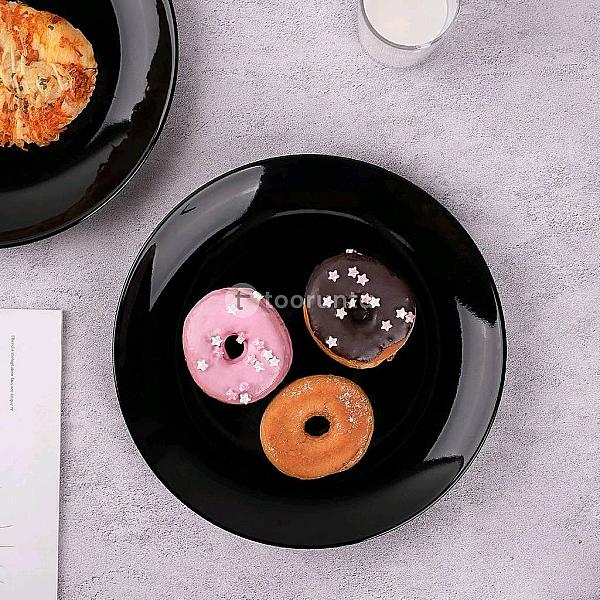 11″ Iconic Double Black/blue Glossy Ceramic Dinner Plate (Pack Of 6)