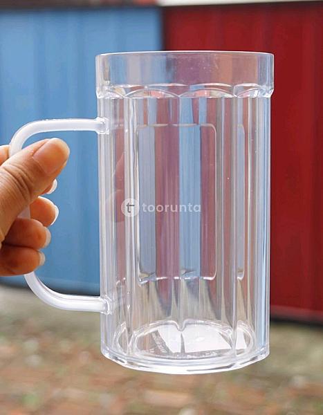 Unbreakable Beer Mug | Classic Clear Polystyrene Drinkware With Handle | 1 Pc