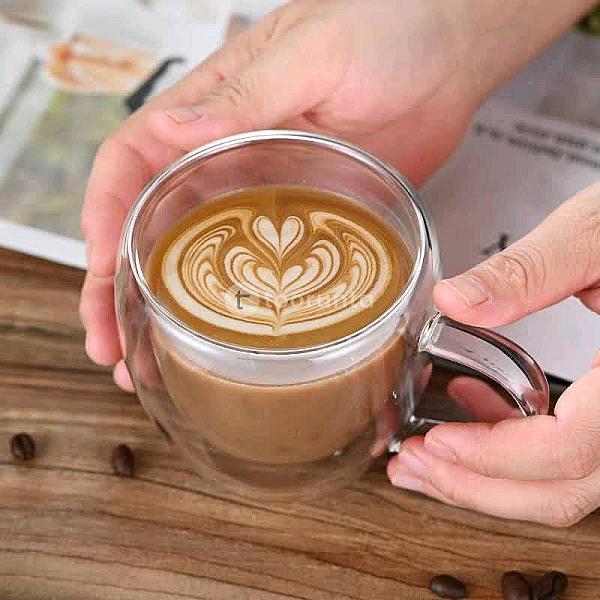 Grande Double Wall Glass Coffee Mug | 250ml Insulated Borosilicate Cup With Handle