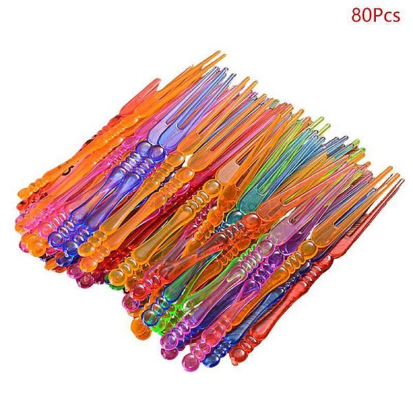 Mini Color Transparent Disposable Fruit Forks 30 Pcs