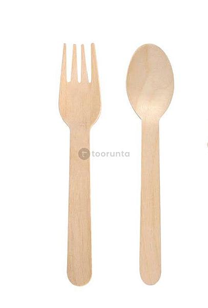 Biodegrable Wooden Disposable Cutlery Spoon & Fork | Pack Of 100