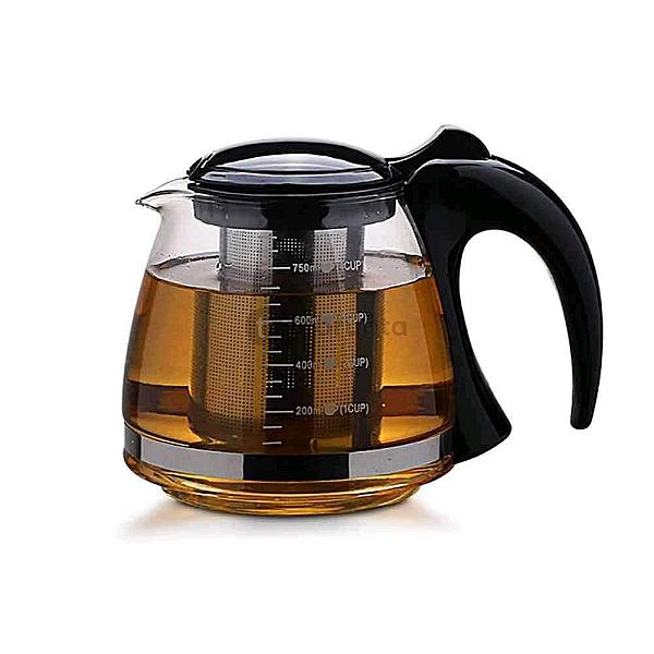 Glass Teapot 750ml With Removable Steel Tea Infuser Filter