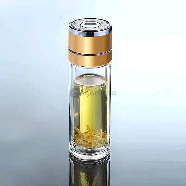 Double Wall Glass Insulated Tea Infuser Bottle