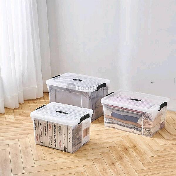 Stb-131 Reinforced Storage Box With Handle | Transparent | 20l (42x30x25.2 Cm)