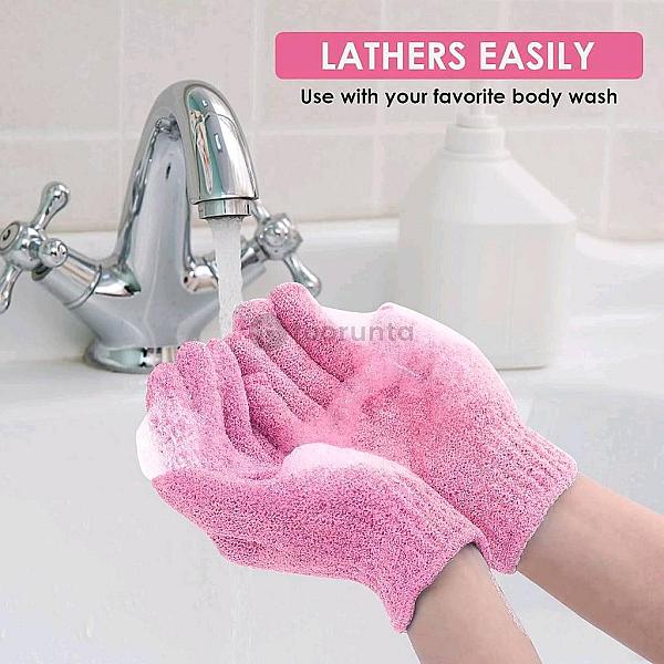 Double Sided Bath Body Scrubber Glove Viscose Finger Exfoliating Mitt