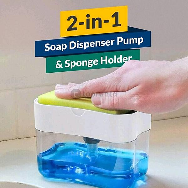 Soap Dispenser | 2-in-1 Pump & Sponge Caddy With Dishwashing Liquid Holder