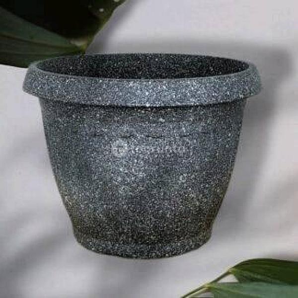 Poly Garden / Ribbed Plastic Flower Pot Stone Painted – Pfp-2003p : 21 Cm Diameter X 15.5cm Height