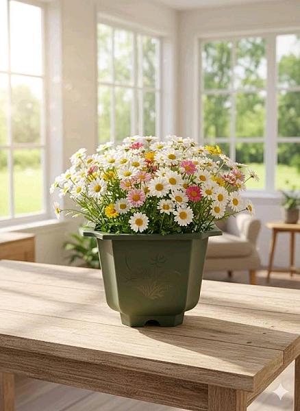 Poly Garden / Plastic Flower Pot Green -3836-c (23.5×18.5 Cm)