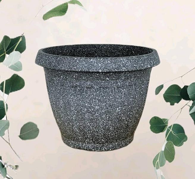 Poly Garden / Ribbed Plastic Flower Pot Stone Painted – Pfp-2005p : 25.5 Cm Diameter X 19cm Height