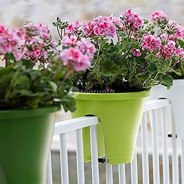 Poly Garden / Round Balcony Railing Deck Flower Pot
