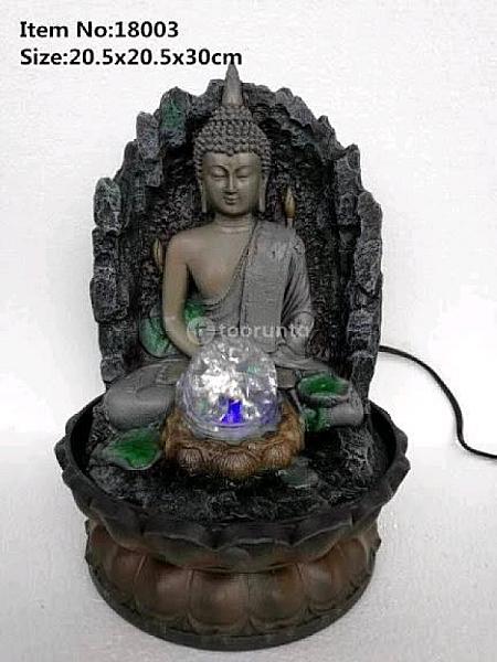 Lord Buddha Water Fountain With Led Lights And Water Pump (Brown, Golden, 12″ X 8″ X 8″)