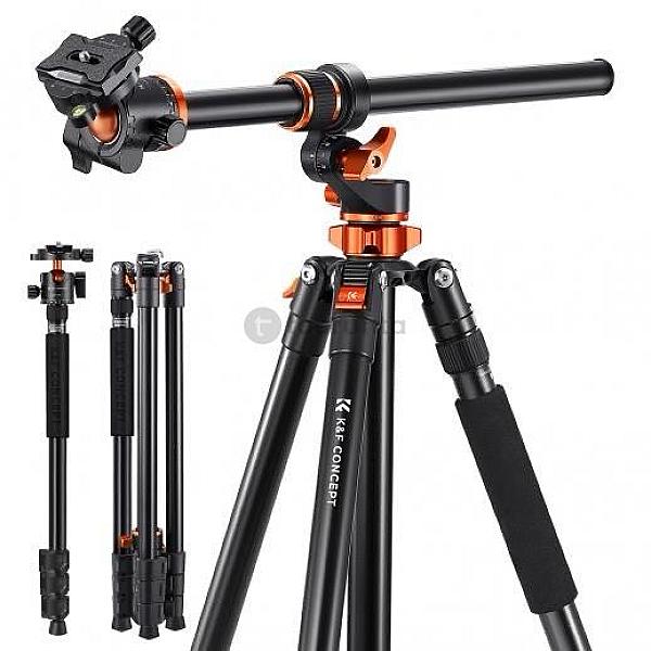 90 Inch /2.3m Camera Tripods Magnesium Aluminum Alloy Tripods Reversible Detachable Monopod Plate Lock Transverse Center Column Horizontal 360 ° Panoramic Bh-28l Head (Orange)