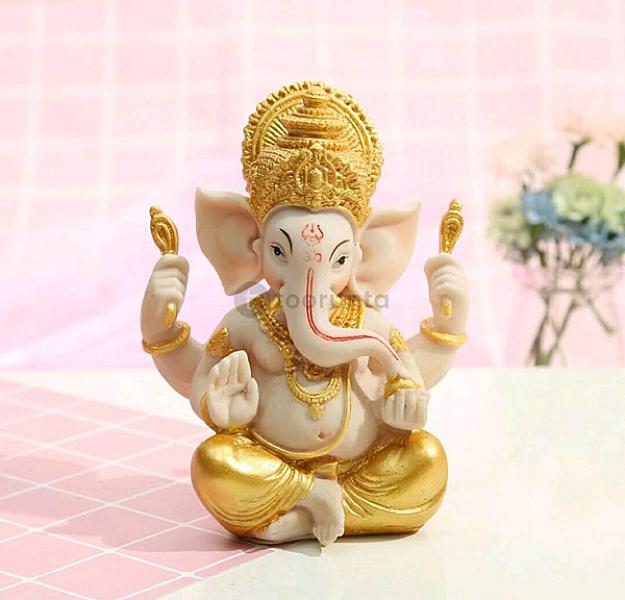 Ganesh Statue (Golden, 6″ X 4.5″ X 3″)