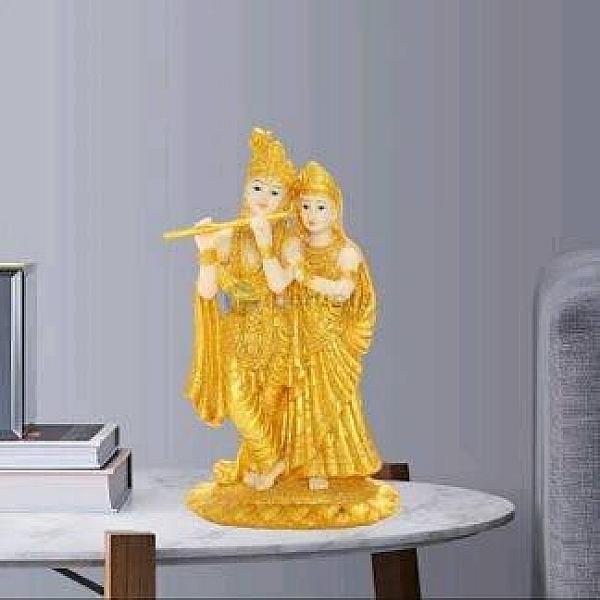 Radha Krishna Statue (Golden, 10″ X 6.5″ X 4″)