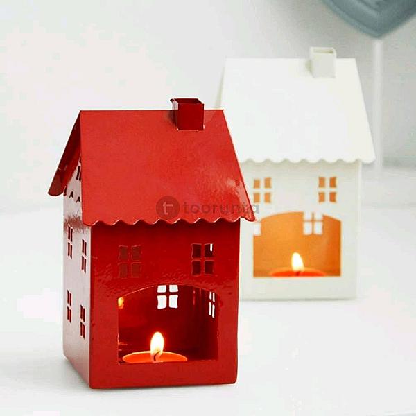 Russ Metal Candle Lantern | Red House | B-98c