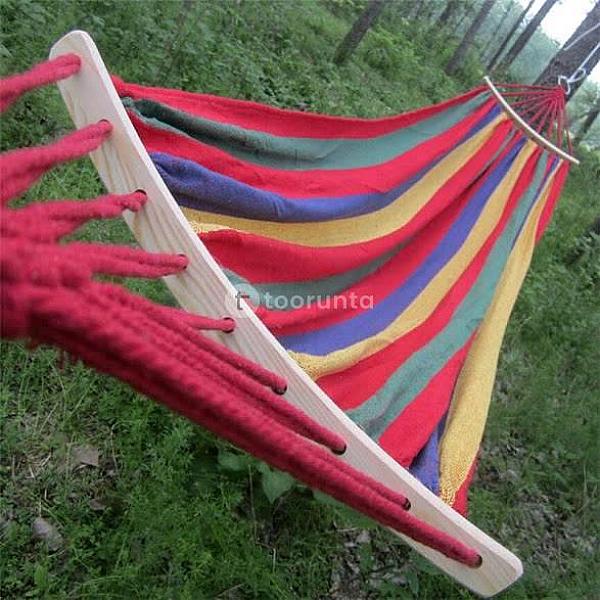 Portable Canvas Hammock With Wood Support – Double