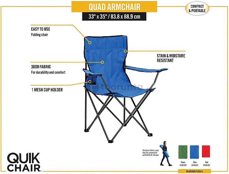 Portable Folding Chair With Arm Rest Cup Holder And Carrying And Storage Bag