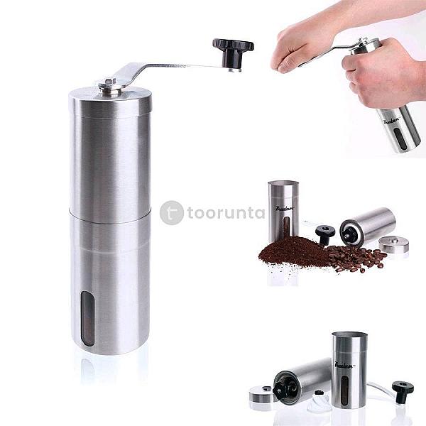 Manual Coffee Burr Grinder – Brushed Stainless Steel